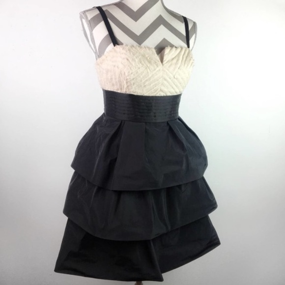 ✨NWoT✨🏷BCBGMAXAZRIA: Black/Cream Fit & Flare Tuxedo Cocktail🍸Dress - Picture 12 of 15